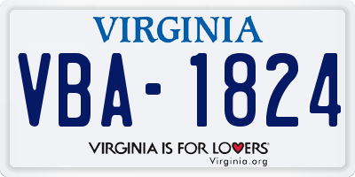 VA license plate VBA1824