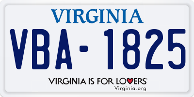 VA license plate VBA1825