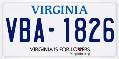 VA license plate VBA1826