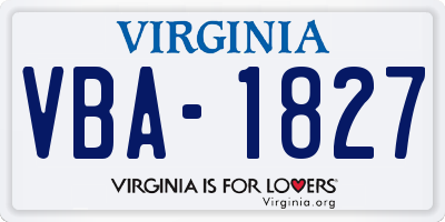 VA license plate VBA1827