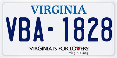 VA license plate VBA1828