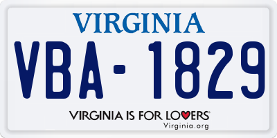 VA license plate VBA1829