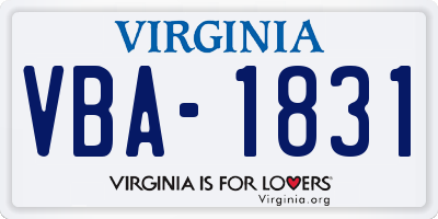 VA license plate VBA1831