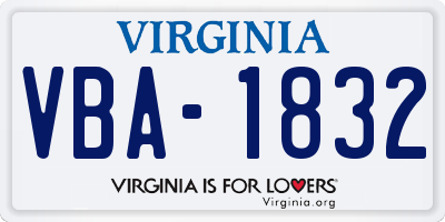VA license plate VBA1832