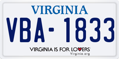 VA license plate VBA1833