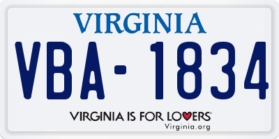 VA license plate VBA1834