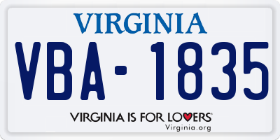 VA license plate VBA1835