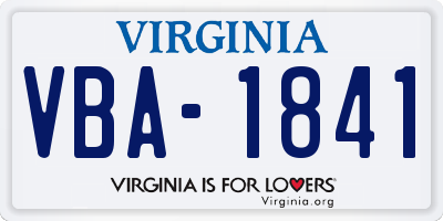 VA license plate VBA1841