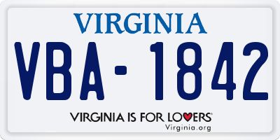 VA license plate VBA1842