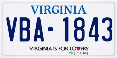 VA license plate VBA1843
