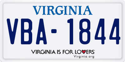 VA license plate VBA1844