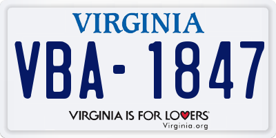 VA license plate VBA1847