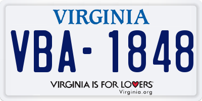 VA license plate VBA1848