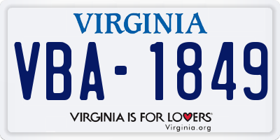 VA license plate VBA1849