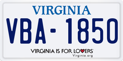 VA license plate VBA1850