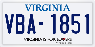 VA license plate VBA1851
