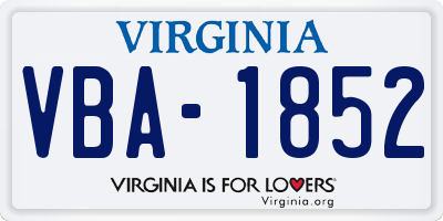 VA license plate VBA1852