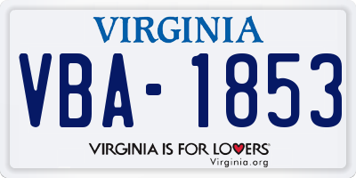 VA license plate VBA1853