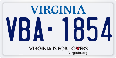 VA license plate VBA1854