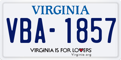 VA license plate VBA1857
