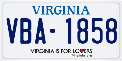 VA license plate VBA1858