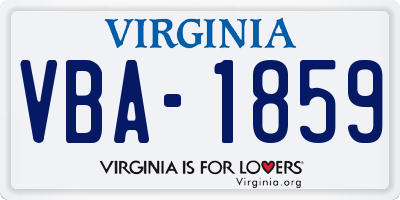 VA license plate VBA1859