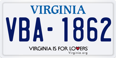 VA license plate VBA1862