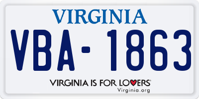 VA license plate VBA1863