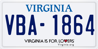 VA license plate VBA1864