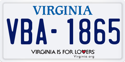 VA license plate VBA1865