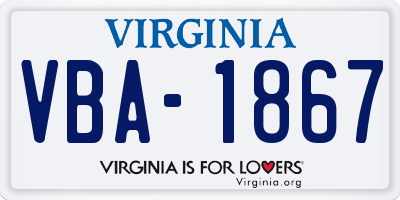 VA license plate VBA1867