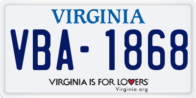 VA license plate VBA1868