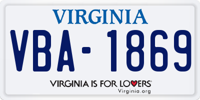 VA license plate VBA1869