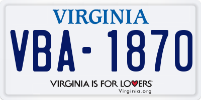 VA license plate VBA1870