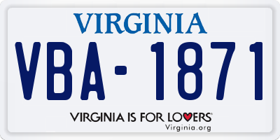VA license plate VBA1871