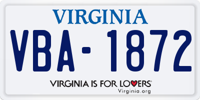 VA license plate VBA1872