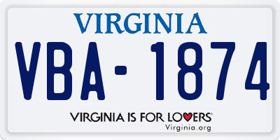 VA license plate VBA1874