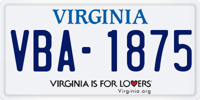 VA license plate VBA1875