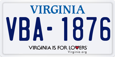 VA license plate VBA1876