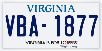VA license plate VBA1877