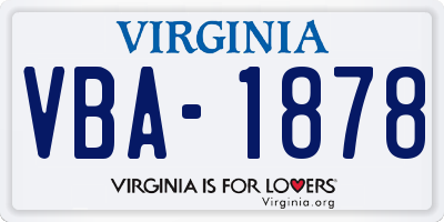 VA license plate VBA1878