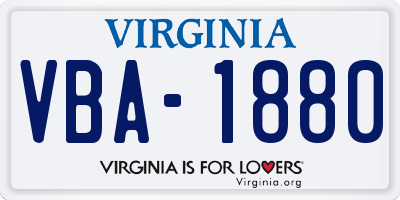 VA license plate VBA1880