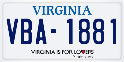 VA license plate VBA1881