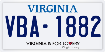 VA license plate VBA1882