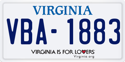 VA license plate VBA1883