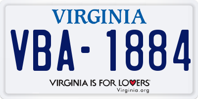 VA license plate VBA1884