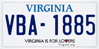 VA license plate VBA1885