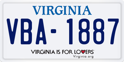 VA license plate VBA1887
