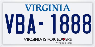 VA license plate VBA1888