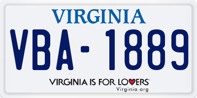 VA license plate VBA1889